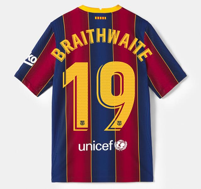 Barcelona Home Kit Soccer Jersey BRAITHWAITE #19 2020/21